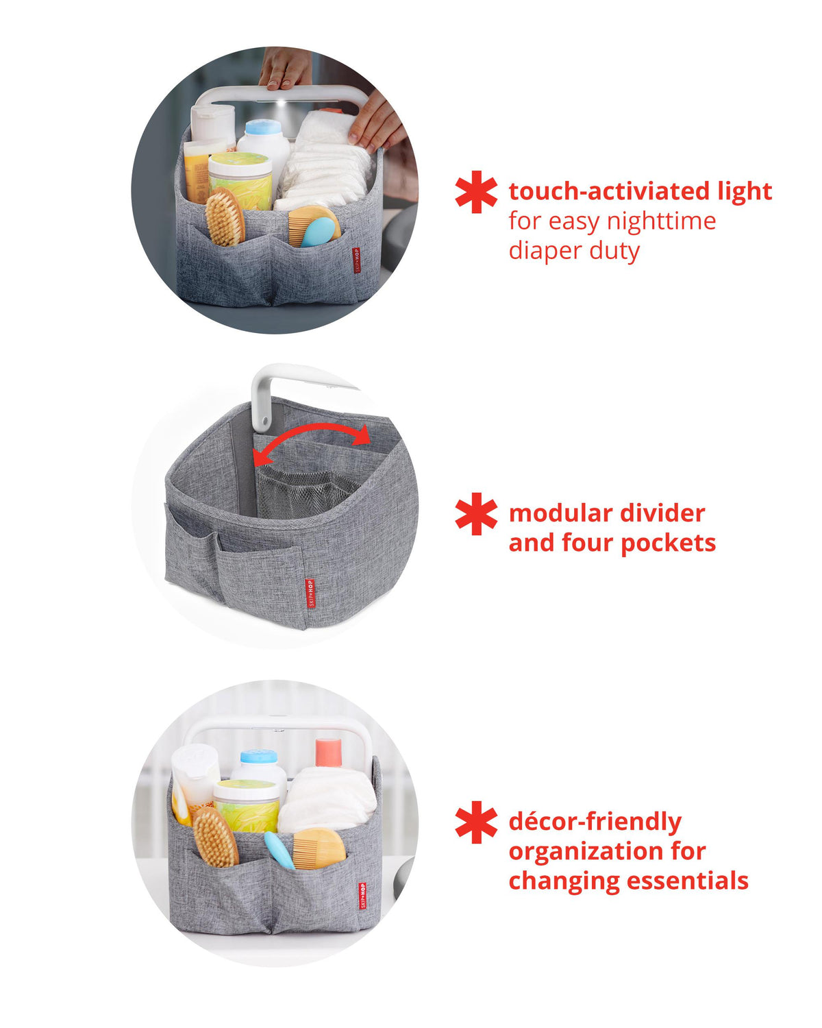 Light Up Nappy Caddy - Grey