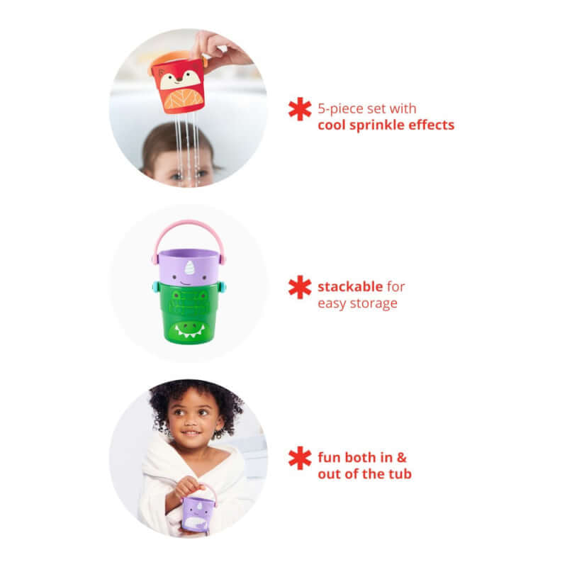 Zoo Stack and Pour Bath Buckets