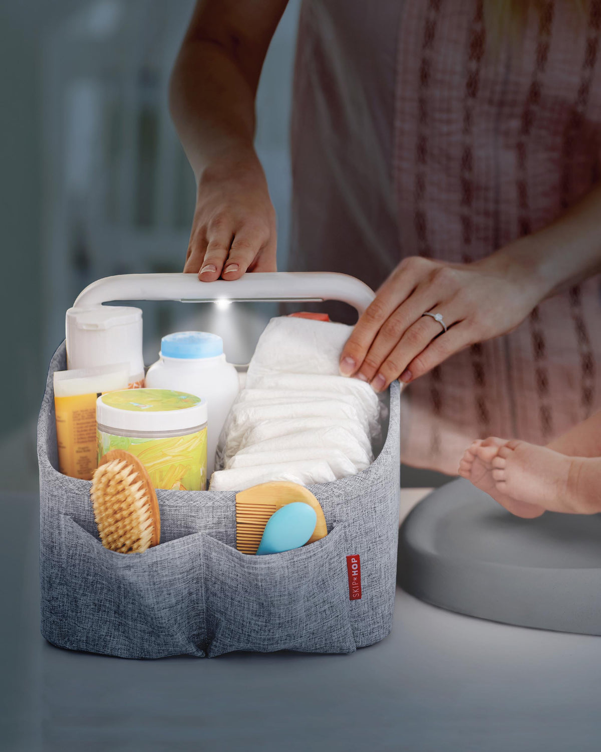 Light Up Nappy Caddy - Grey