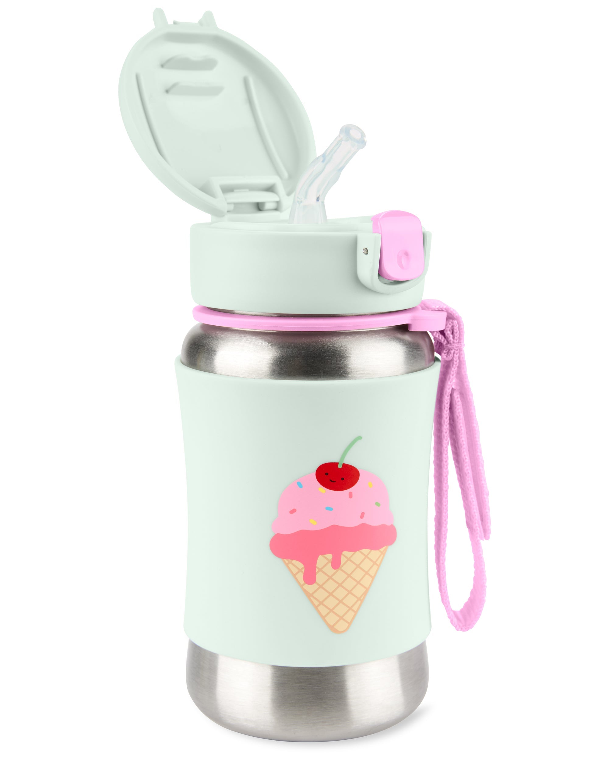 Ice Cream Spark Style Stainless Steel Straw Bottle