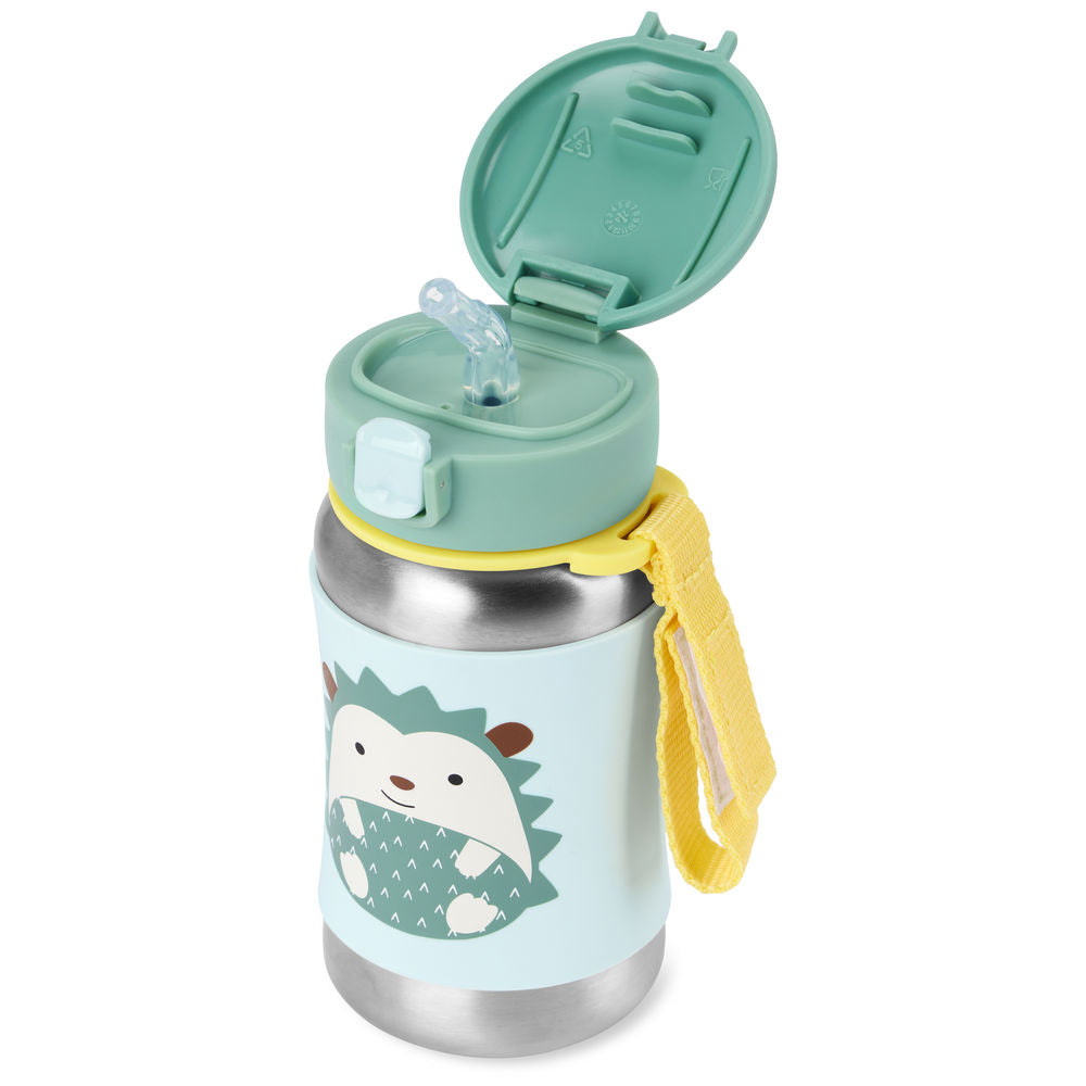 Zoo Stainless Steel Straw Bottle - Hedgehog