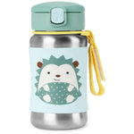 Zoo Stainless Steel Straw Bottle - Hedgehog