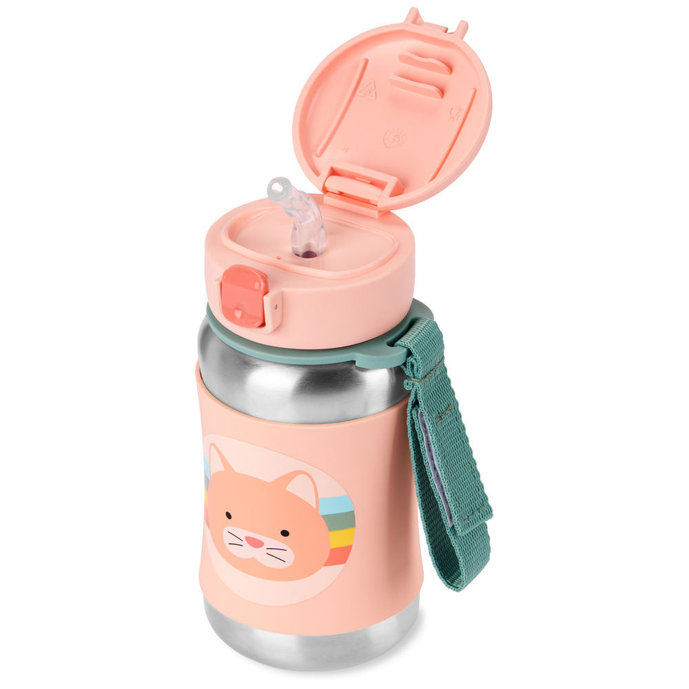 Zoo Stainless Steel Straw Bottle - Cat