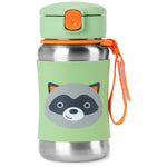Zoo Stainless Steel Straw Bottle - Raccoon