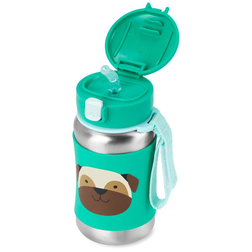 Pug Zoo Stainless Steel Straw Bottle